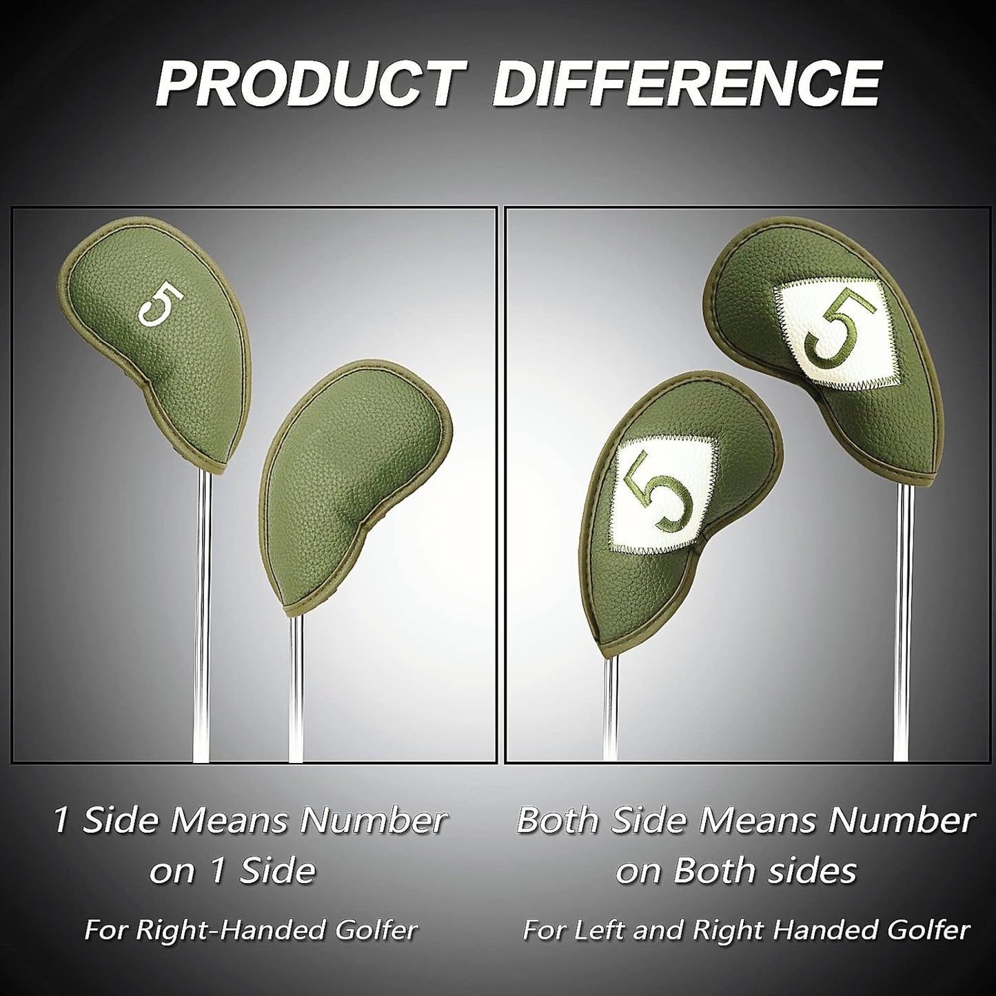 FINGER TEN Premium Synthetic Leather Stylish Iron & Wedge Golf Head Covers Value 12 Piece Set, Embroidered Labels & Fits Most Clubs Gift Set, Travel Protection Accessories