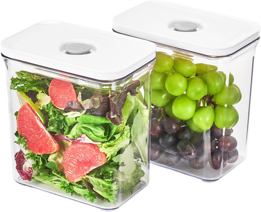 VAKUEN Premium Airtight Food Storage Containers, Rectangular 2PC-SET(2.11qt), Smart One-Click Seal Lid, 100% Leak Proof, Keep Food Fresh Longer, BPA-FREE, Dishwasher/Freezer & Microwave Safe