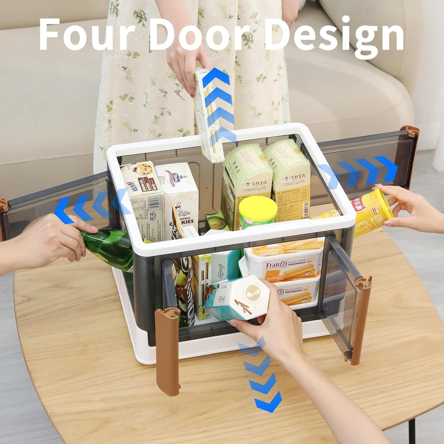 HAIXIN Cube Storage Bins with Lids, organization and storage with 4 Doors, Stackable Storage Containers, 6.86 Gal Collapsible Closet Organizer, 1 Pack