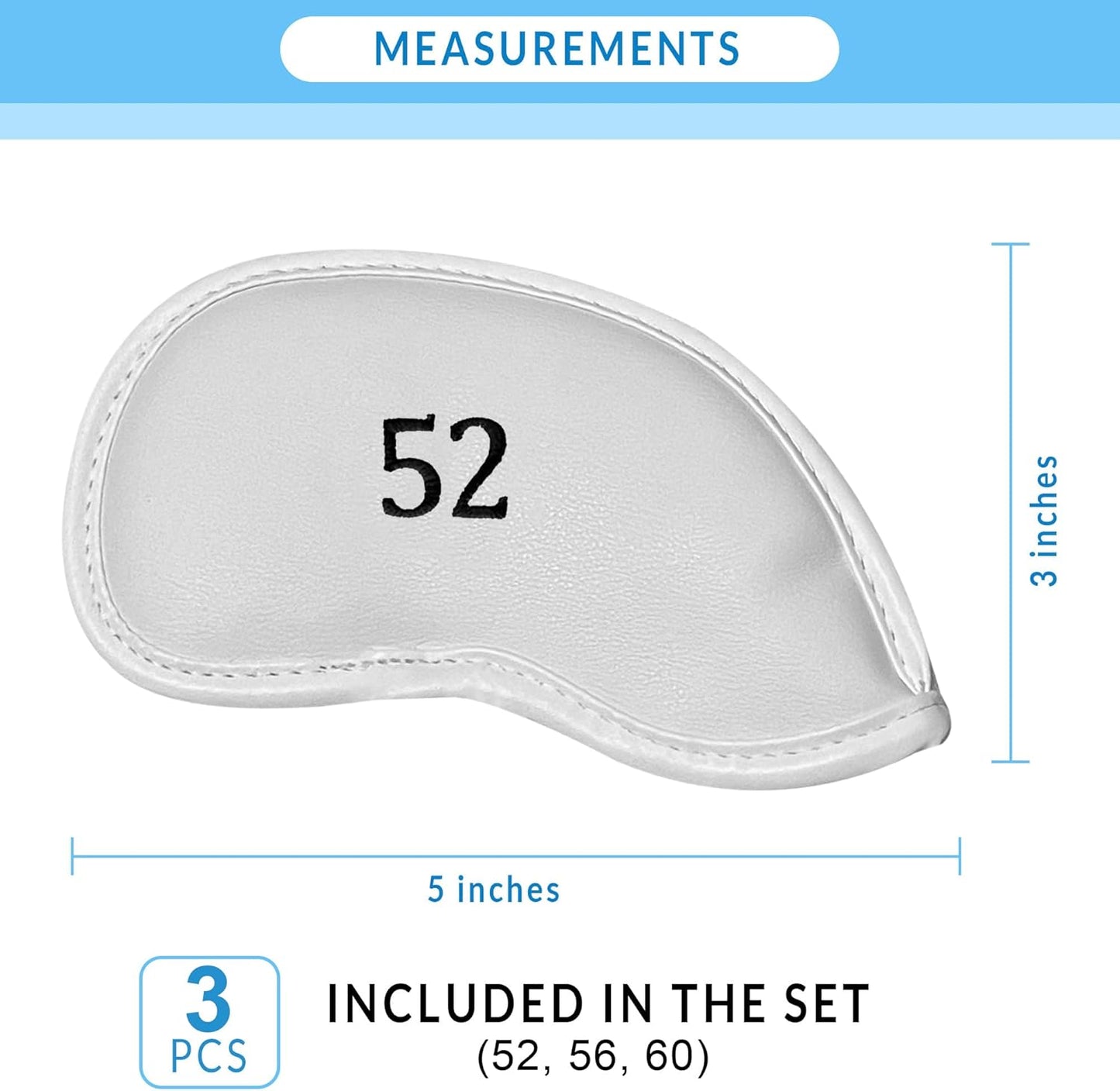 Premium Magnetic Leather Iron and Wedge Golf Club Head Covers | Set of 10 | Fits Most Clubs | Embroidered Club Label on Both Sides of Club Head Cover