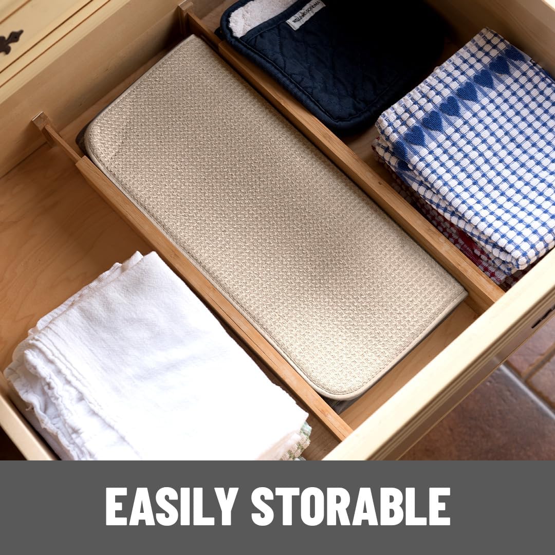 Bellemain XXL Dish Mat Microfiber Dish Drying Mat, Super absorbent (Light Grey, 16" x 18")