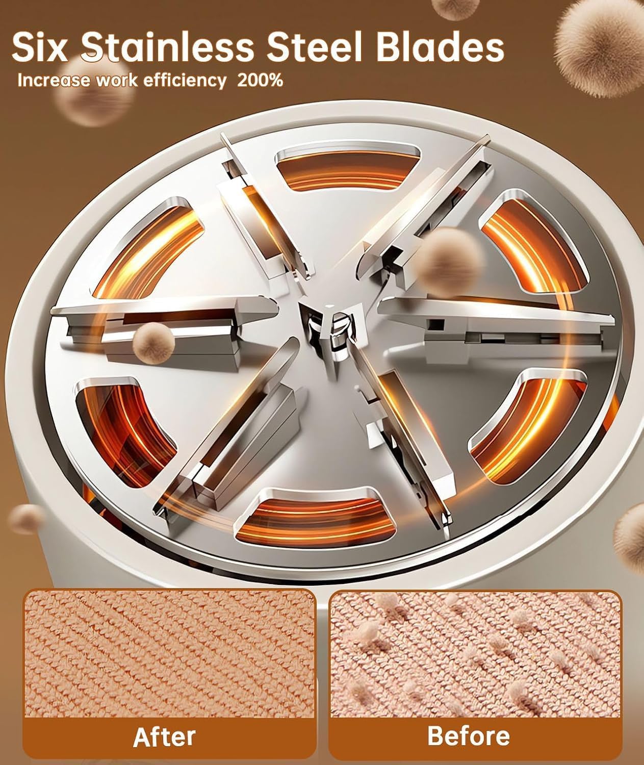 Rechargeable Fabric Shaver,Lint Remover, 3-Speed Sweater Shaver with LED Display, 2 Replaceable Stainless Steel 6-Blade Heads for Clothes, Sweaters, Furniture, Lint Balls and Fabric Pilling