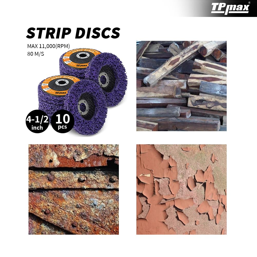 4-1/2" x7/8'' Stripping Discs Rust Remover Wheel Remove Paint and Oxidation Poly Strip Wheel Disc Abrasive Angle Grinding Wheel - 10 Pack(Purple)