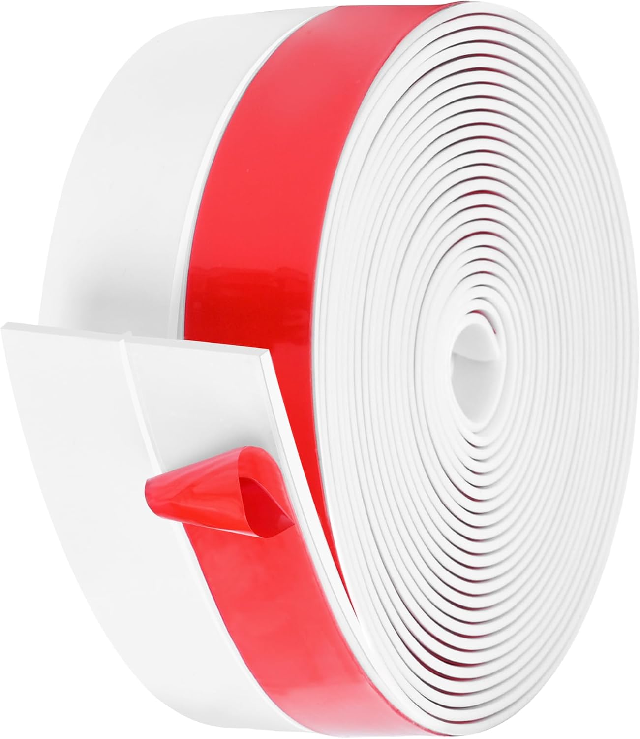 MYFAMIREA Door Weather Stripping 2IN (W) x 20FT (L) Door Draft Stopper Seal Tape Silicone Seal Strip Self Adhesive Shower Sweep Insulation Tape Side Bottom Strip for Sliding Glass Window Gap, White