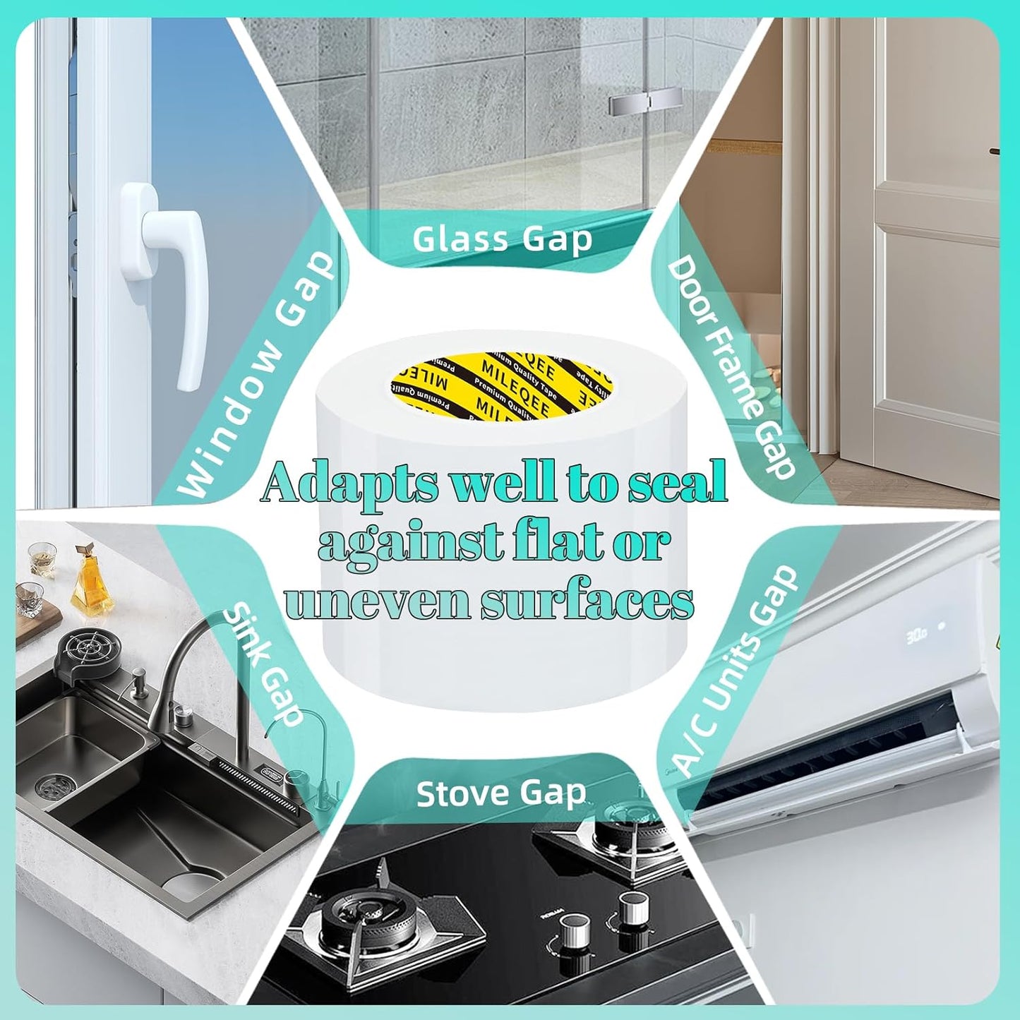 3Pack MILEQEE Window Weather Stripping Door Seal Tape White, 1in x 33FT, Automotive Weatherstrip Adhesive Seal Strip for Car Auto Trunk, Weatherproof Gap Sealing Sealer Draft Blocker, Easy Removal