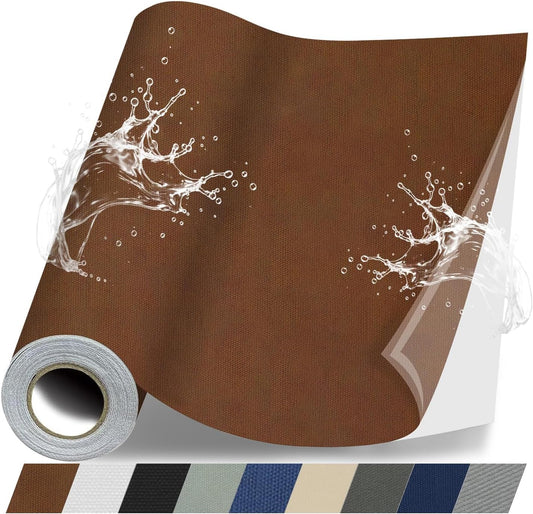 Fabric Repair Patches, 17X158 Inch Canvas Self-Adhesive Fabric Patches Tape Durable, DIY Large Canvas Repair for Sofa, Couches, Furniture, Chair, Clothing （17X158 Inch, Brown）