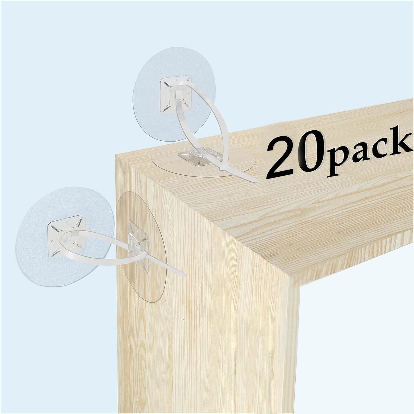 Furniture Anchors No Drill Upgraded Furniture Straps for Baby Proofing, Self-Adhesive Secure 168 Pound Furniture Prevent Falling Anti Tip Earthquake Straps for Child Safety（26pack）