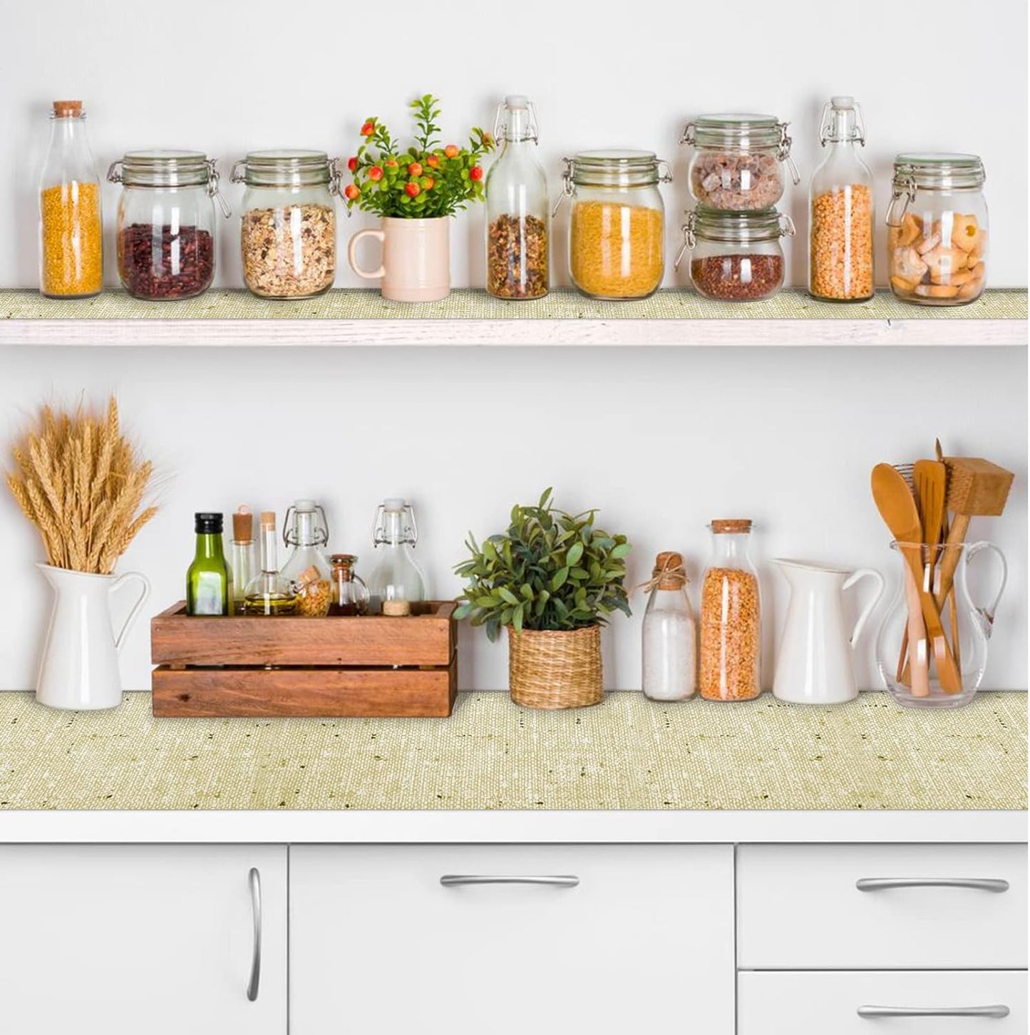 Non Adhesive Shelf Liner 20 Inch x 30 Feet Kitchen Cabinet Liner, Anti-Slip Cabinet Liner, Waterproof Drawer Liner, Kitchen Cabinet Liners for Shelves Easy to Trim