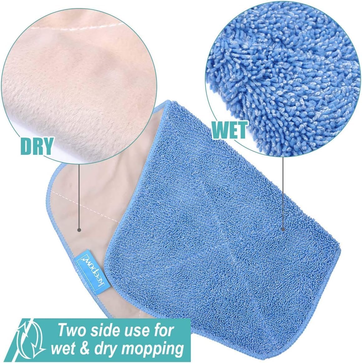 KEEPOW Microfiber Cleaning Cloth Compatible with MR.SIGA Professional Microfiber Mop for Hardwood, Wet & Dry Mopping Pads for Floor Cleaning, Pack of 3