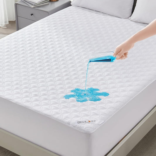 BEDLORE Waterproof Mattress Protector, Full Size, Deep Pocket, Eco-Friendly, Waterproof, Stain Protection, Washable, White