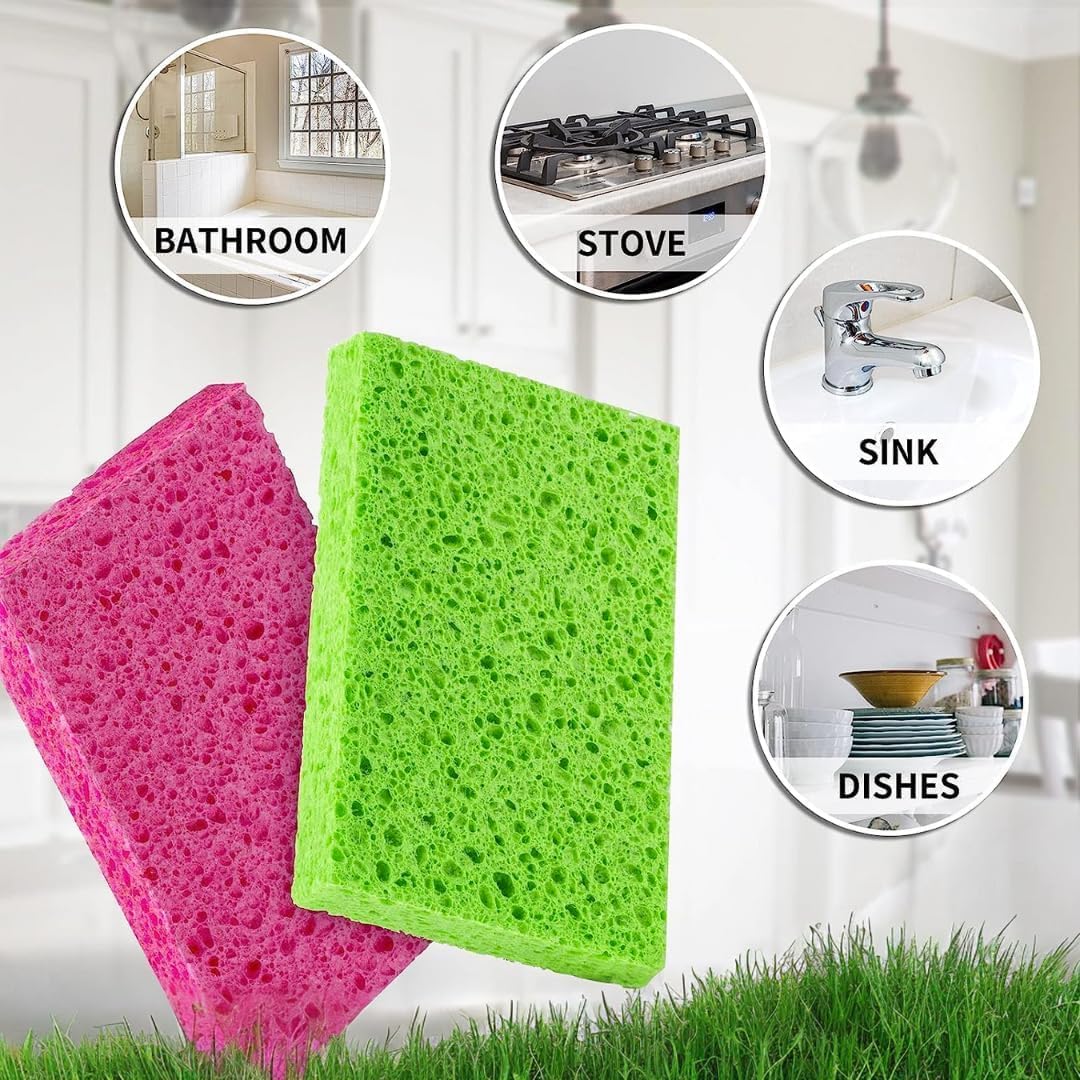 bioGo 30 Pack Compostable Pop-Up Sponges - Expanding, Non-Scratch, Plant-Based Dish Sponges - Bulk Color Sponges - Compostable Pop Up Sponge - Kitchen Pop Up Sponges