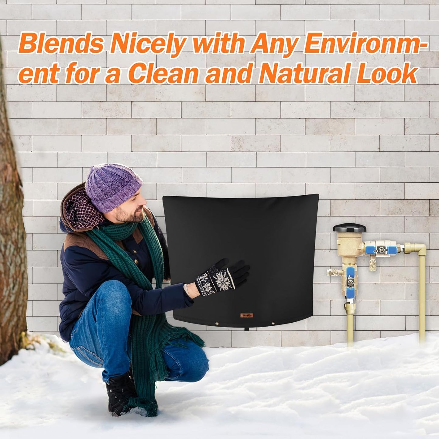 Backflow Preventer Pipe Insulation Cover (5°F) - Irrigation Sprinkler Valve Insulated Pouch - Water Well Pump Cover - Sturdy 5 Layers for Winter Freeze Protection, 36" W x 30" H, Black