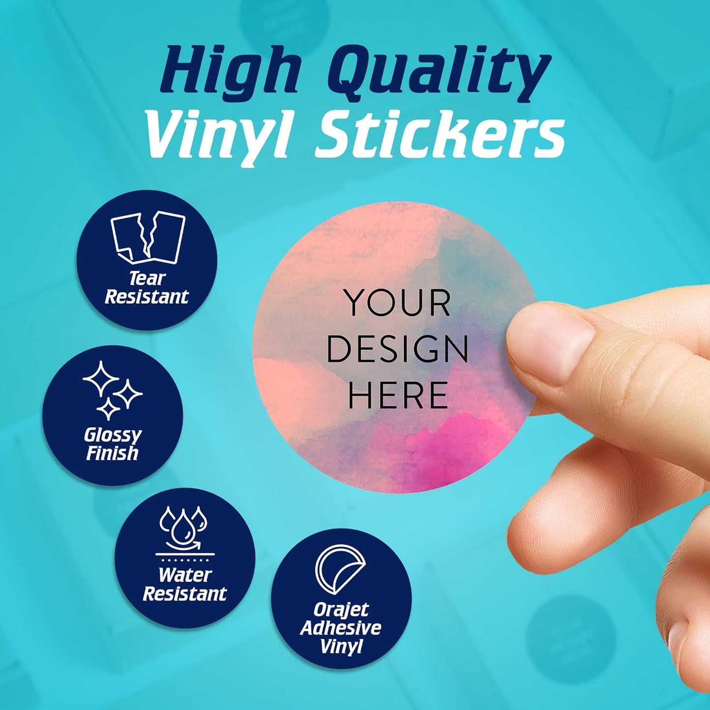 100 Custom Vinyl Stickers - Upload Your own Image, Text, Design, Logo - Personalized Logo Labels for Handmade, Packaging, Bottle, Jars, Candle, Brand Stickers (Rose, 2x2)