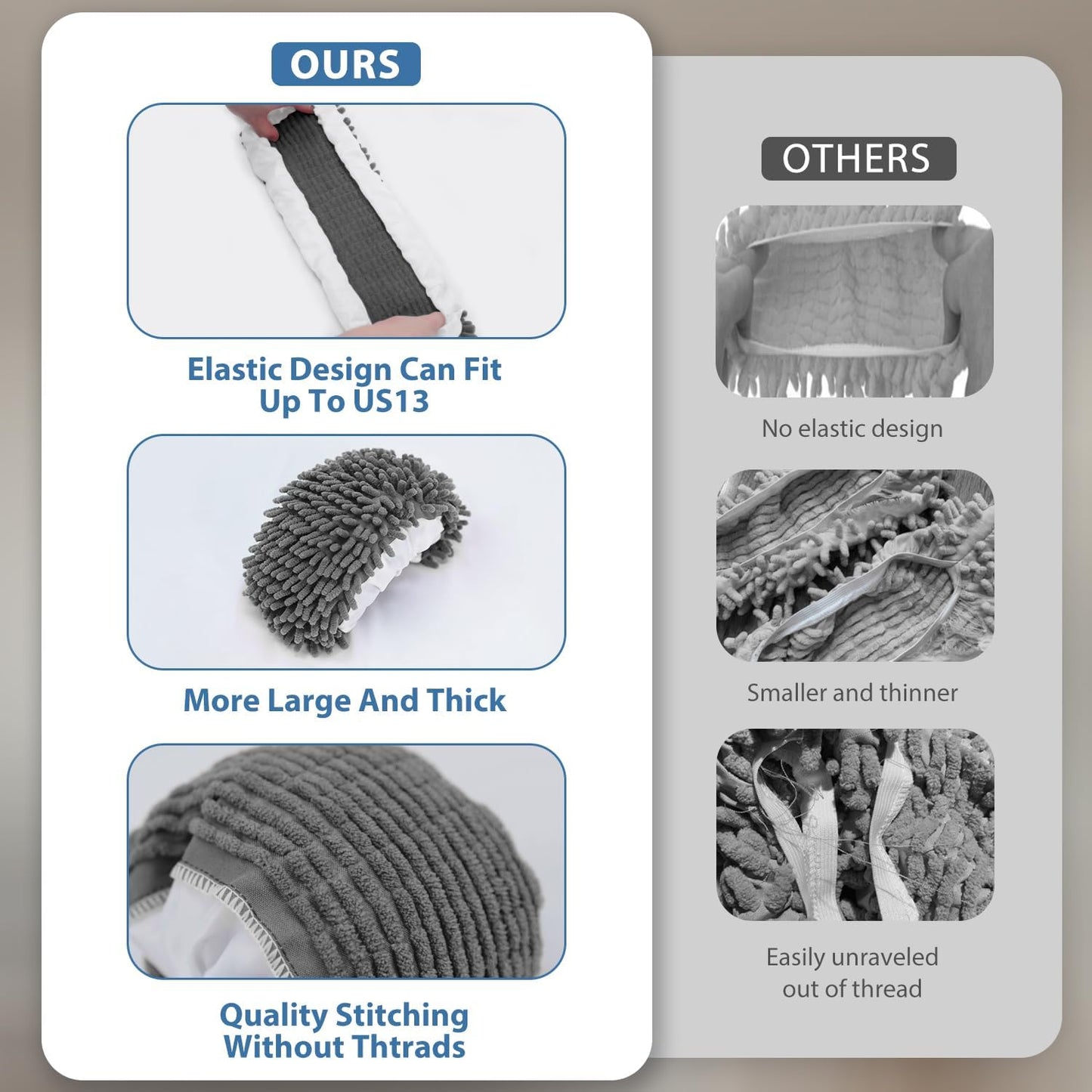 8 Pcs Mop Slippers Socks Floor Cleaning,Microfiber Shoe Covers dust Washable Reusable for Woman Man House Kitchen (Dark Grey)