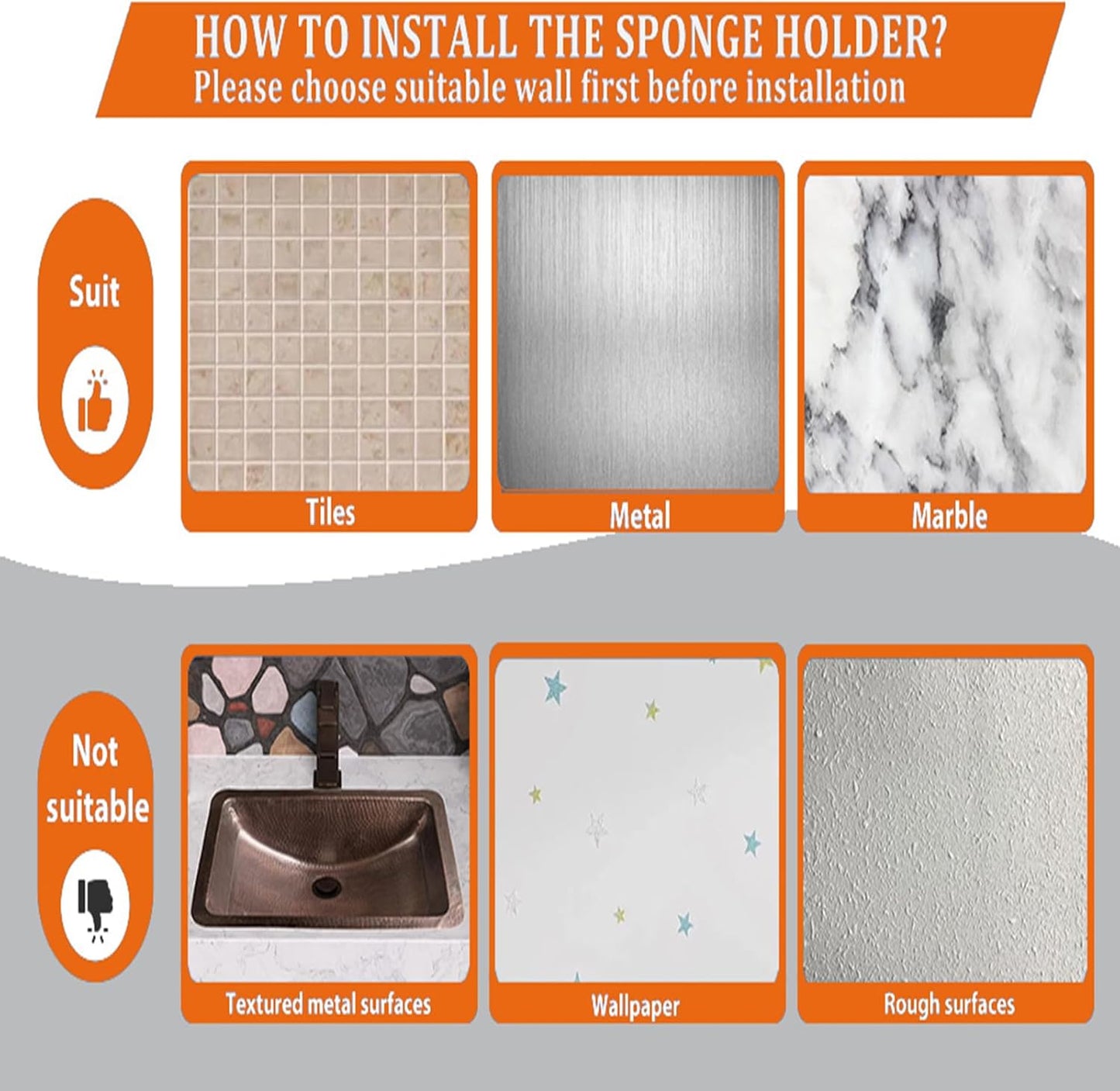 Sponge Holder Smiley Face,Sink Caddy,Sink Organizer with 2 Suction Cups/1 Adhesive Strips,Designed for Sponge,Soap,Dish Brush,Scrubber - Bronze