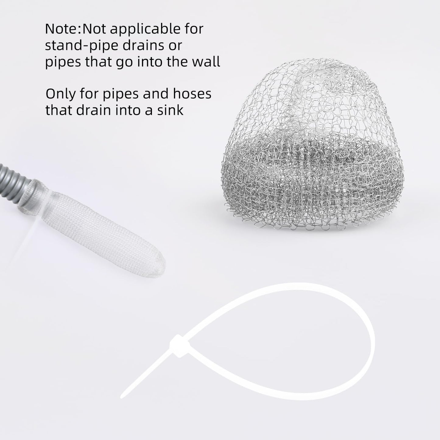 24PCS Lint Traps for Washing Machine, Stainless Steel Mesh Snare Trap Washer Hose Lint Catcher Laundry Mesh Washer Hose Filter with 24 PCS Cable Ties