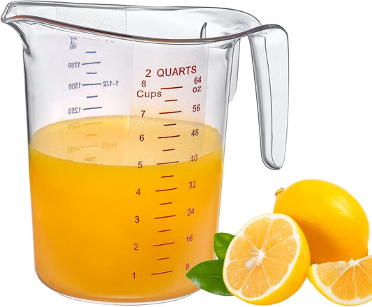 Amazing Abby - Melissa - 64-Ounce Plastic Measuring Pitcher (1-Pack), 8-Cup (2-Quart) Food-Grade Measuring Jug, Unbreakable, Stackable, Dishwasher-Safe, Great for Oil, Vinegar, Flour, and More