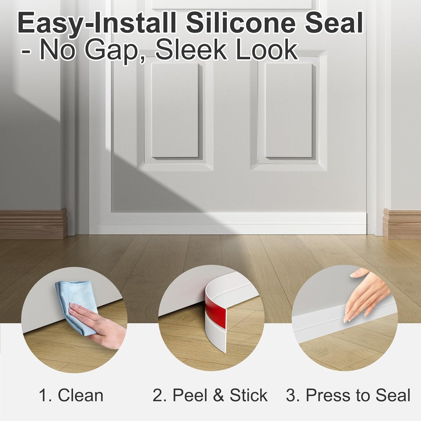 Heavy-Duty 20 ft x 2 in Weather Stripping, Door Draft Stopper Silicone Seal Strip for House and Glass Shower Doors for Collision and Side Gaps of Door and Windows, White