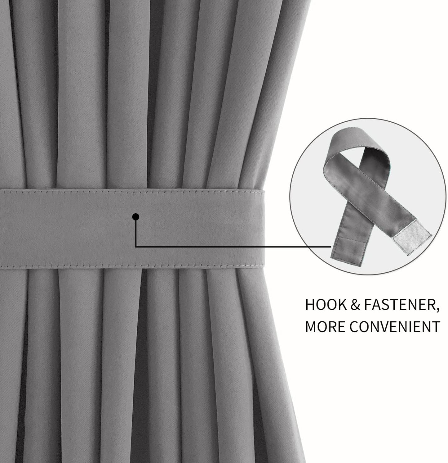 DWCN French Door Curtains – Rod Pocket Thermal Blackout Curtain for Doors with Glass Window, Kitchen and Patio Doors for Privacy, 54 X 72 Inches Long, 1 Curtain Panel with Tieback, Grey