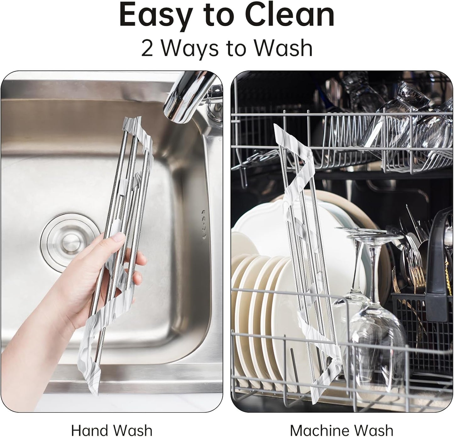 Tomorotec Marble Triangle Roll-Up Dish Drying Rack for Sink Corner - Small, Foldable, Stainless Steel, Multipurpose Kitchen Drainer Caddy, Trivet, Rustproof Organizer, Storage Shelf