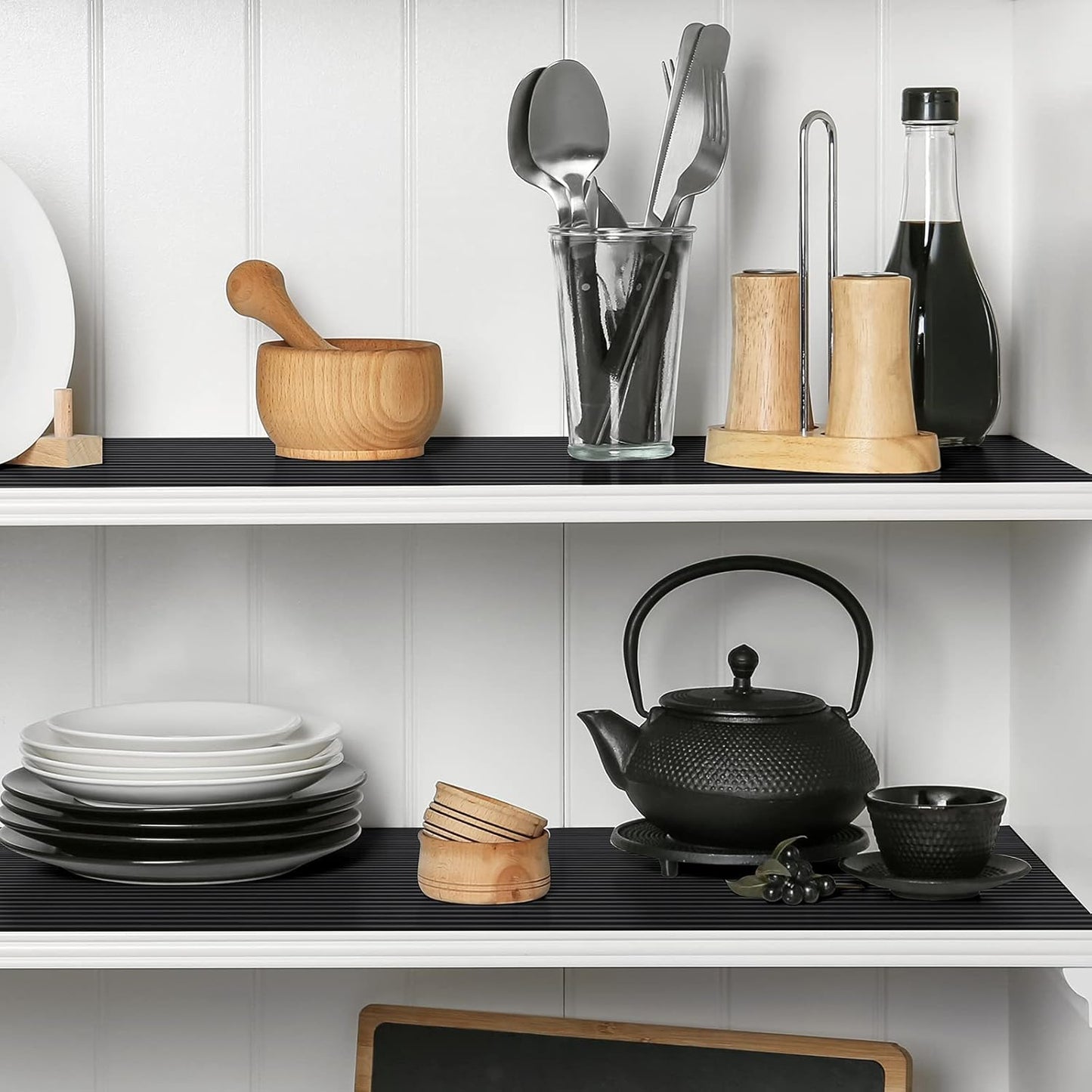 Shelf Liners for Kitchen Cabinets Non Adhesive Drawer Liner EVA Material Cupboard Mat Refrigerator Mats Washable Fridge Liner for Cabinet, Storage and Desks 17.3 x 385.8 Inches