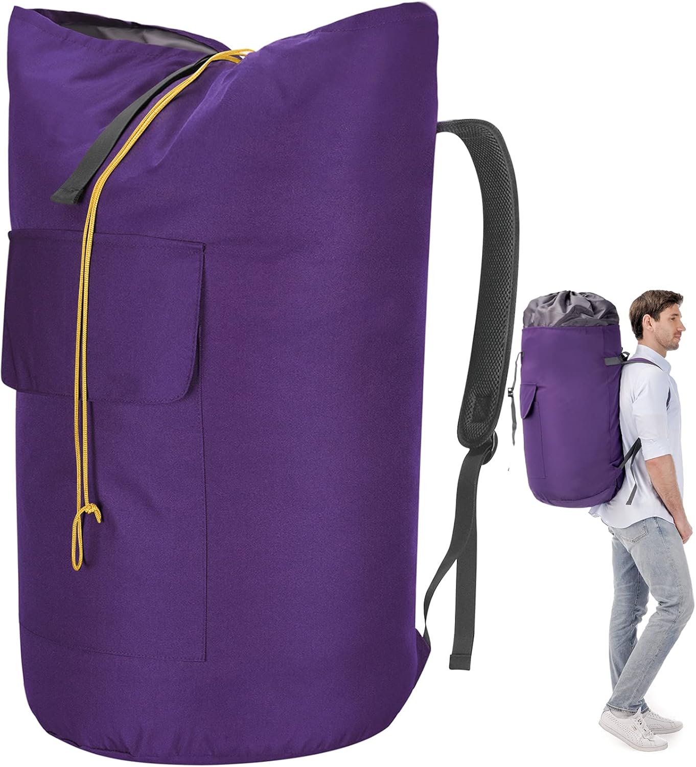 College Laundry Bag Extra Large Heavy Duty, Purple 115L Laundry Backpack Bag, Dorm Laundry Bag with Straps, Large Laundry Bags, Clothes Hamper Bag for College, Travel, Camp, Apartment, Laundromat