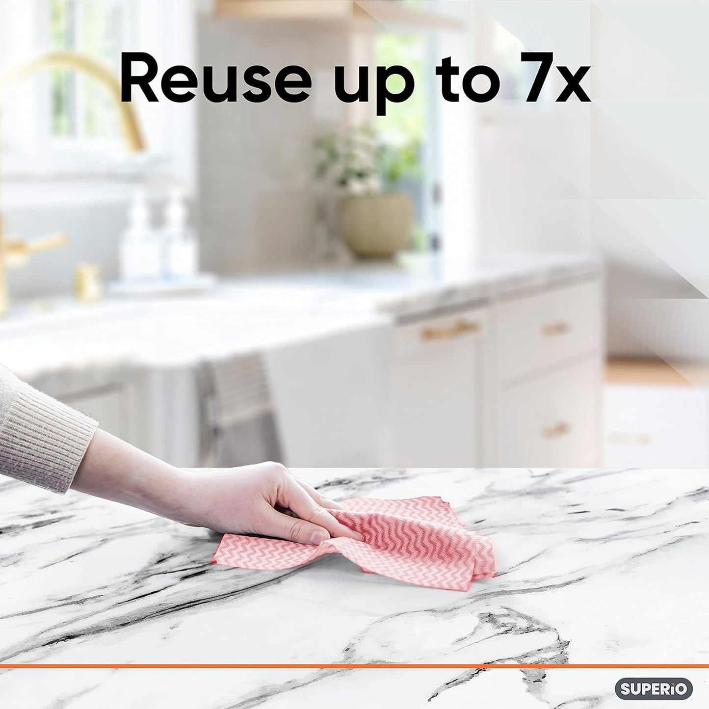 Superio Handy Wipes For Kitchen - Red Reusable Multi-Purpose Heavy-Duty Cleaning cloth for house, Bathroom, and office. Disposable Dish Towel (15)