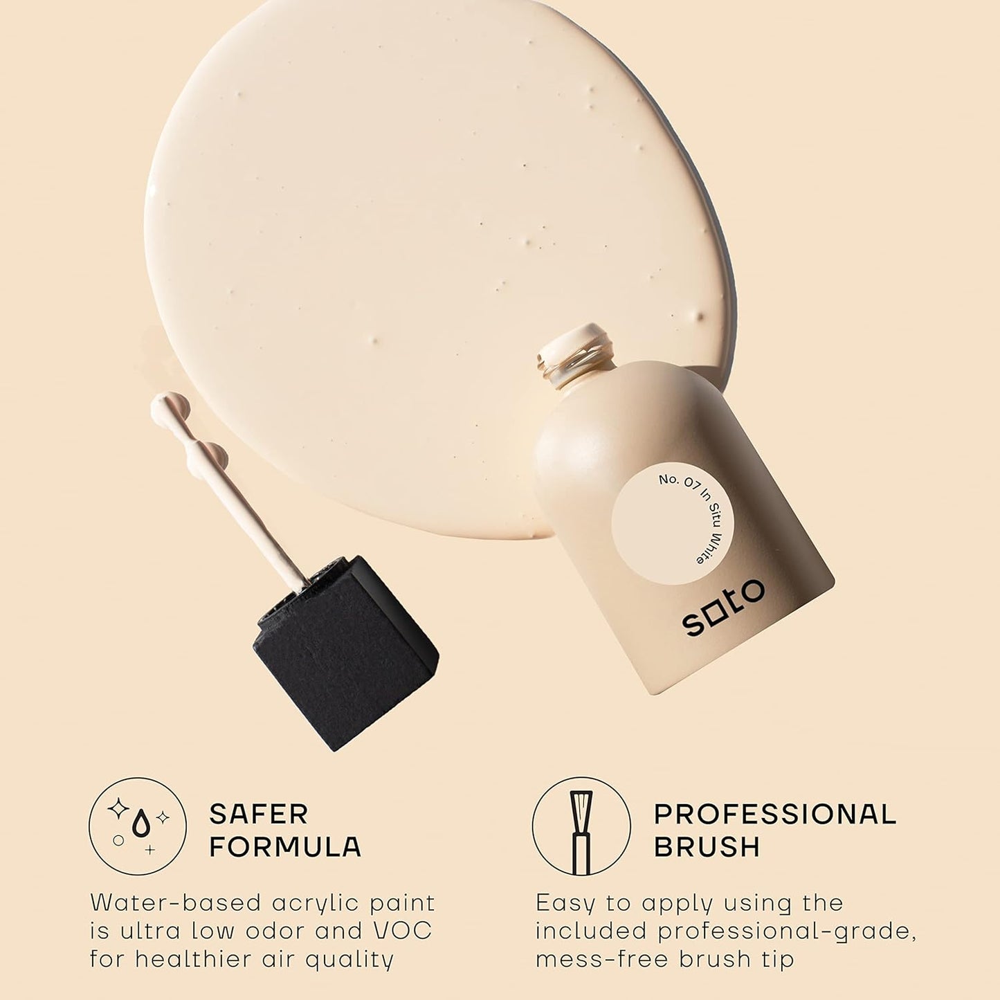 soto Paint Touch Up, No. 07 In Situ White (Warm Off-White) Quick Drying, Matte Finish, Super Adhesion, 1.5 Oz