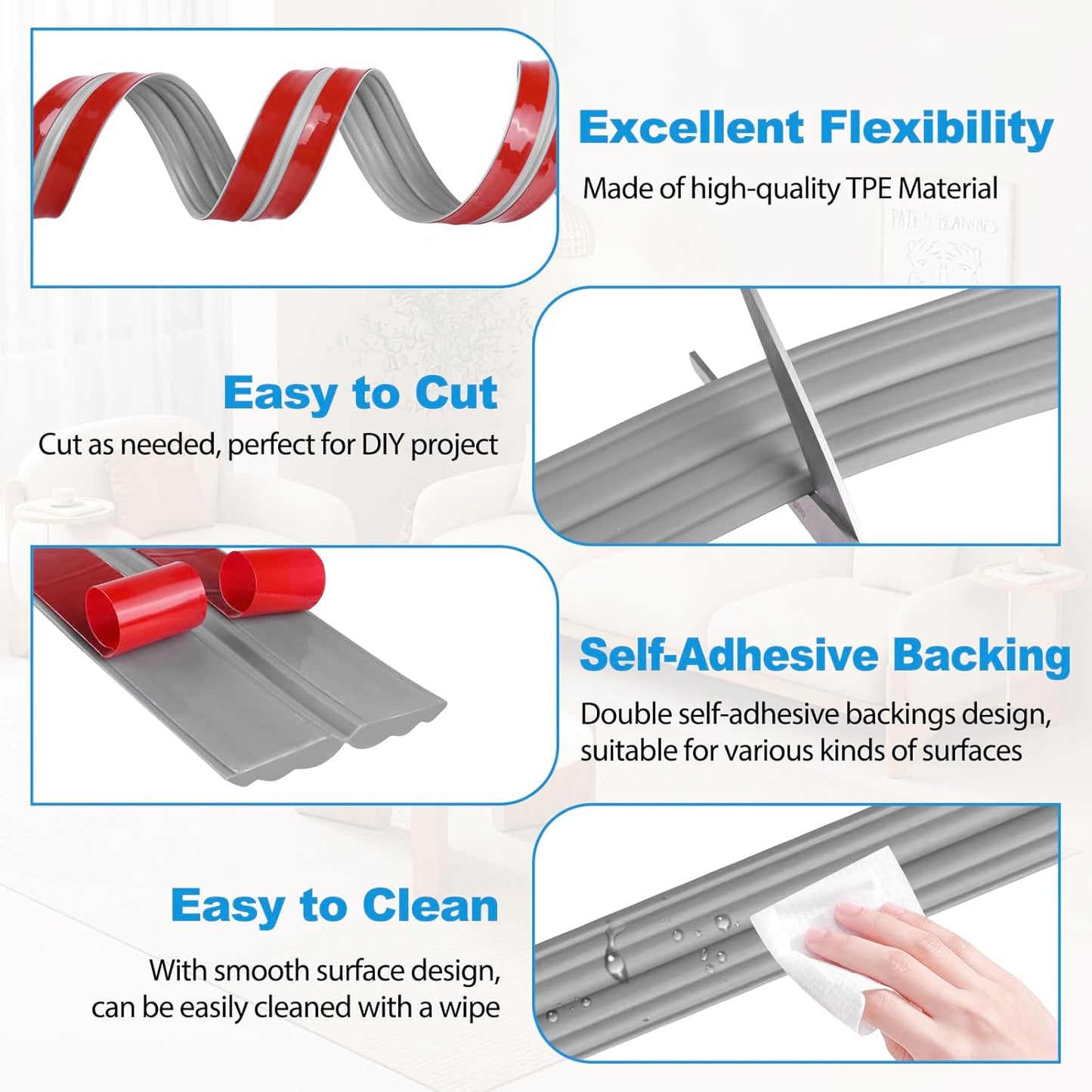 Wall Corner Protector Peel and Stick Corner Trim Molding Flexible Inside & Outside Wall Edge Guard Self Adhesive Moulding Trim for Edge Use, Gray, 0.8” W x 20’ L