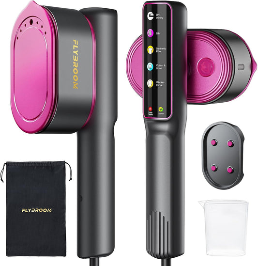 Travel Steamer for Clothes, 1200W Portable Steamer ＆ Iron 2 In 1, 13s Heat Up, LED Touch Display with 5 Modes, Large Ceramic Heat Panel, 110ml Tank, Garment Steamer for Home and Travel