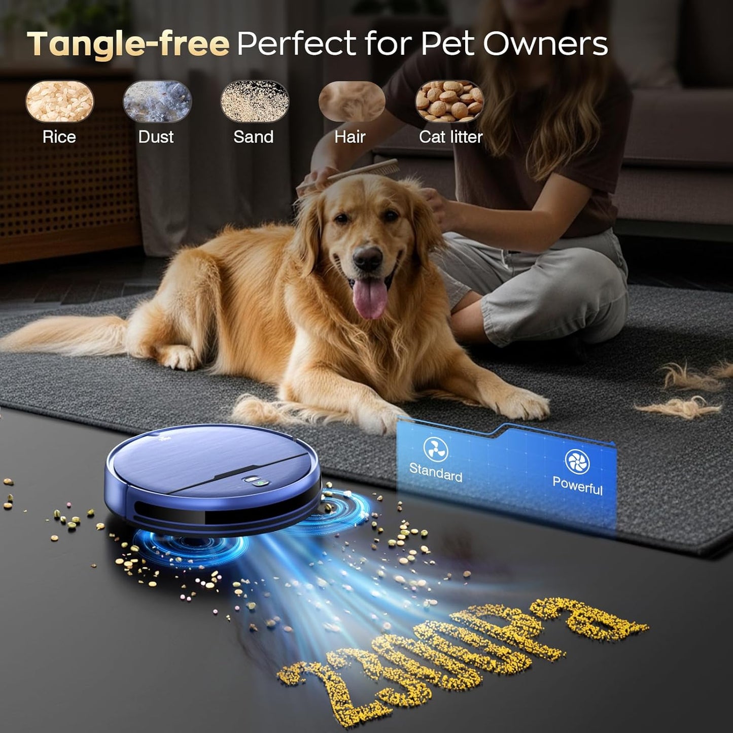 Robot Vacuum and Mop Combo with APP/Voice/Remote Control, 2 in 1 Vacuuming & Mopping Robot, Schedule, Strong Suction, Tangle-Free, Slim & Quiet, for Homes with Pets, Low Pile Carpet & Hard Floors