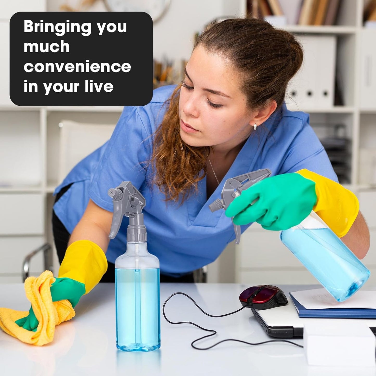 Eccliy 12 Pcs 16 Oz Plastic Spray Bottle, Adjustable Empty Reusable Sprayer for Cleaning, Planting, Water, Bathroom and Kitchen, BBQ, Commercial and Residential(Pure Grey,Clear)