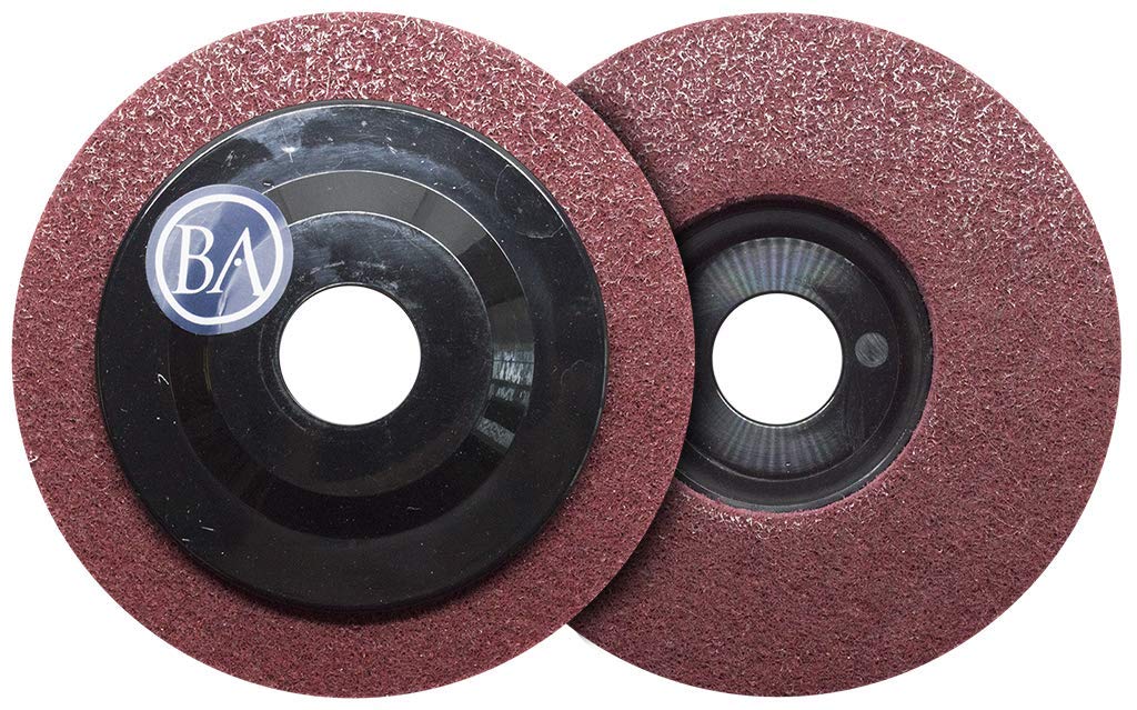 Benchmark Abrasives 4-1/2" Diameter Surface Preparation Non Woven Discs with 7/8" Arbor for Die Grinder Surface Grinding Polishing Burr Finish Rust Paint Removal (Pack of 10) (Maroon - Fine)
