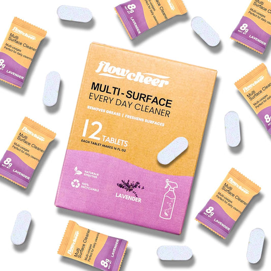 Multi Surface Cleaner Refills -All Purpose Cleaning Tablets-Makes 192 fl oz(12 x 16 Fl oz) Bottles of Spray Cleaner for Household&Kitchen Cleaning-Lavender Scent(Not Included Bottles)