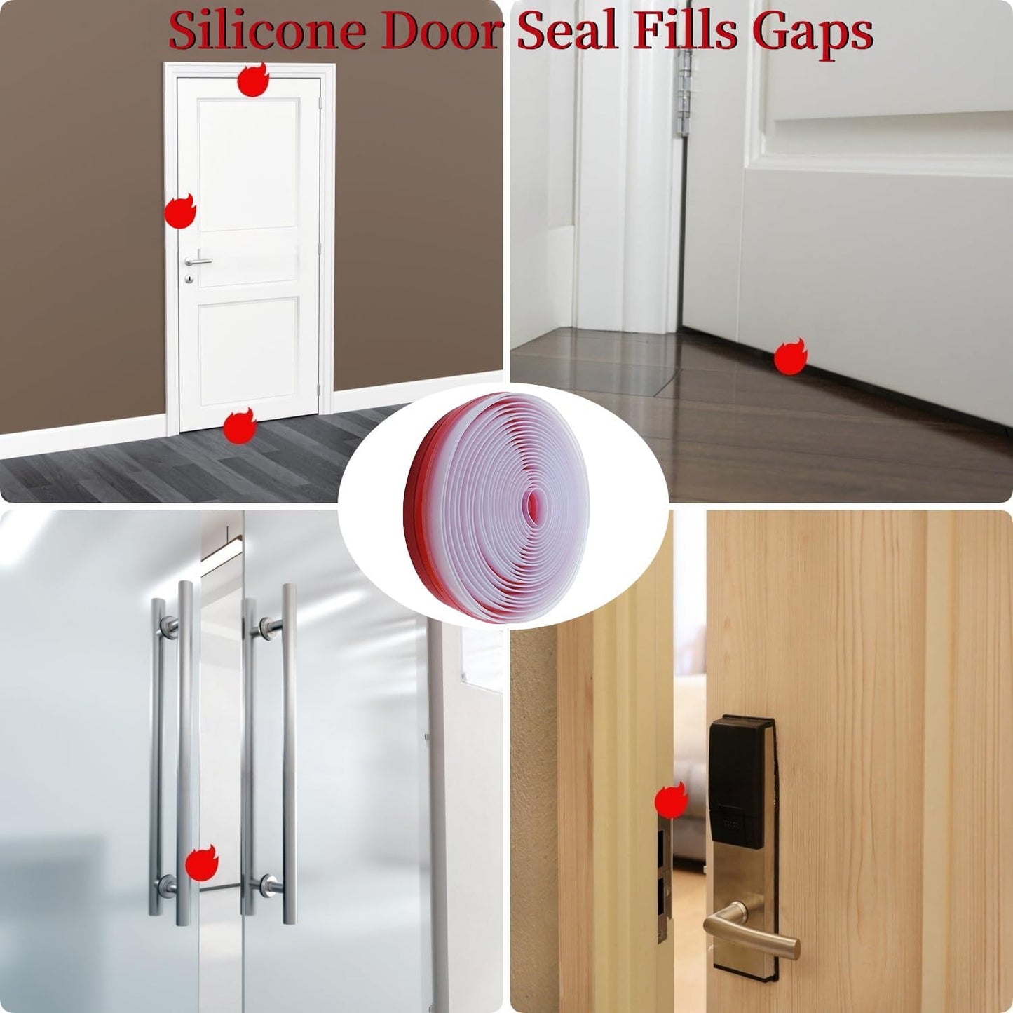 T Shape Door Seal Strip for Door & Windows Gaps，Draft Stopper Bottom Sweep Weather Stripping for Energy Saving, Noise Reduction,Easy Install (Transparent, 1.38" W x 19.7Ft)