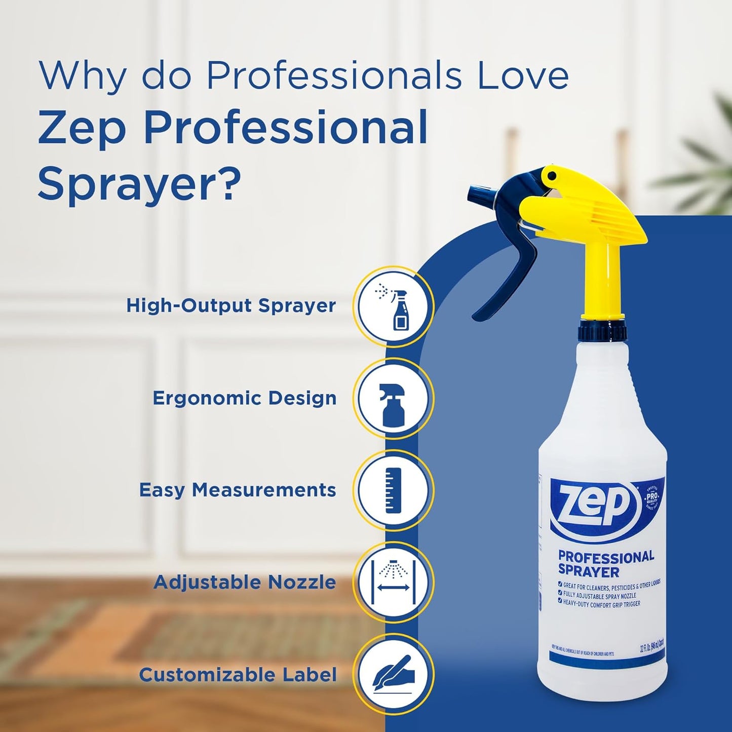 Zep Professional Sprayer Bottle - 32 oz (Case of 36) - HDPRO36 - Versatile Adjustable Nozzle, With A Fine Mist or Powerful Spray; Refillable For Diluted Concentrate