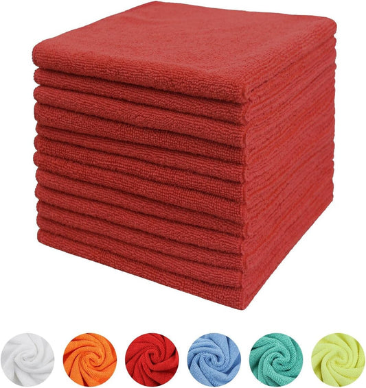 Tricol Clean Microfiber Cleaning Cloth, 16in*16in, 12 Pack Ultra-Thick Cleaning Rags, Super Absorbent, Lint Free & Streak Free Cleaning Towels for Car, House, Kitchen, Office