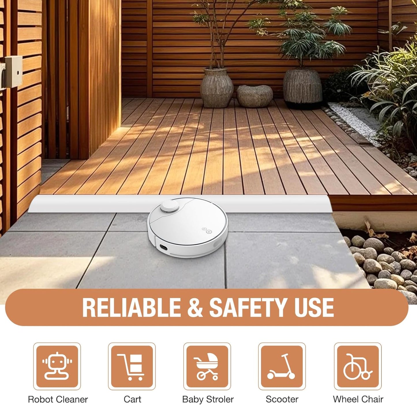 Floor Transition Strip Self Adhesive Vinyl Door Threshold for Doorways Carpet Edging Trim Overlap Edge Reducer for Laminate Floor, Carpet, Tile (White, 2/5" to 3/5", 6.6Ft)