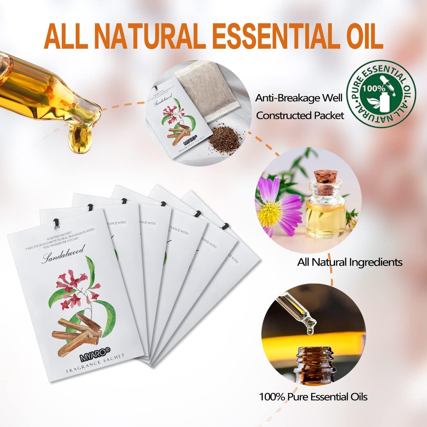 MYARO Scented Sachet House Air Freshener - 12 Pack Long Lasting Sandalwood Fragrance Deodorizer for Home Closet Drawer Car