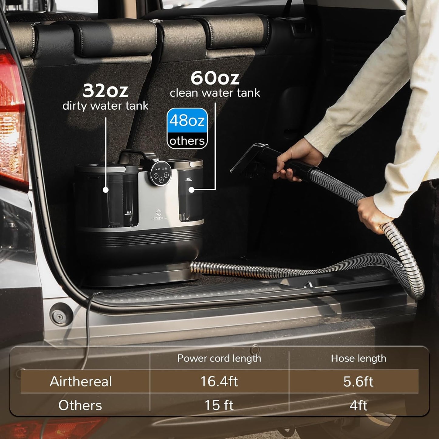 Airthereal S1 Carpet Cleaner Machine, Instant Heating Portable Upholstery Spot Cleaner, Shampooer Machine with Self-Cleaning, 14 Kpa Stain Remover Deep Cleaner for Pets, Stairs, Car Seat and Couch