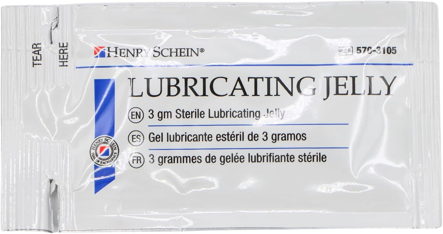 Henry Schein Sterile Lubricating Jelly – 3g Single-Use Packets, Ideal for Medical and Clinical Applications, Convenient Box of 144 Individually Sealed Packets for Hygiene and Precision