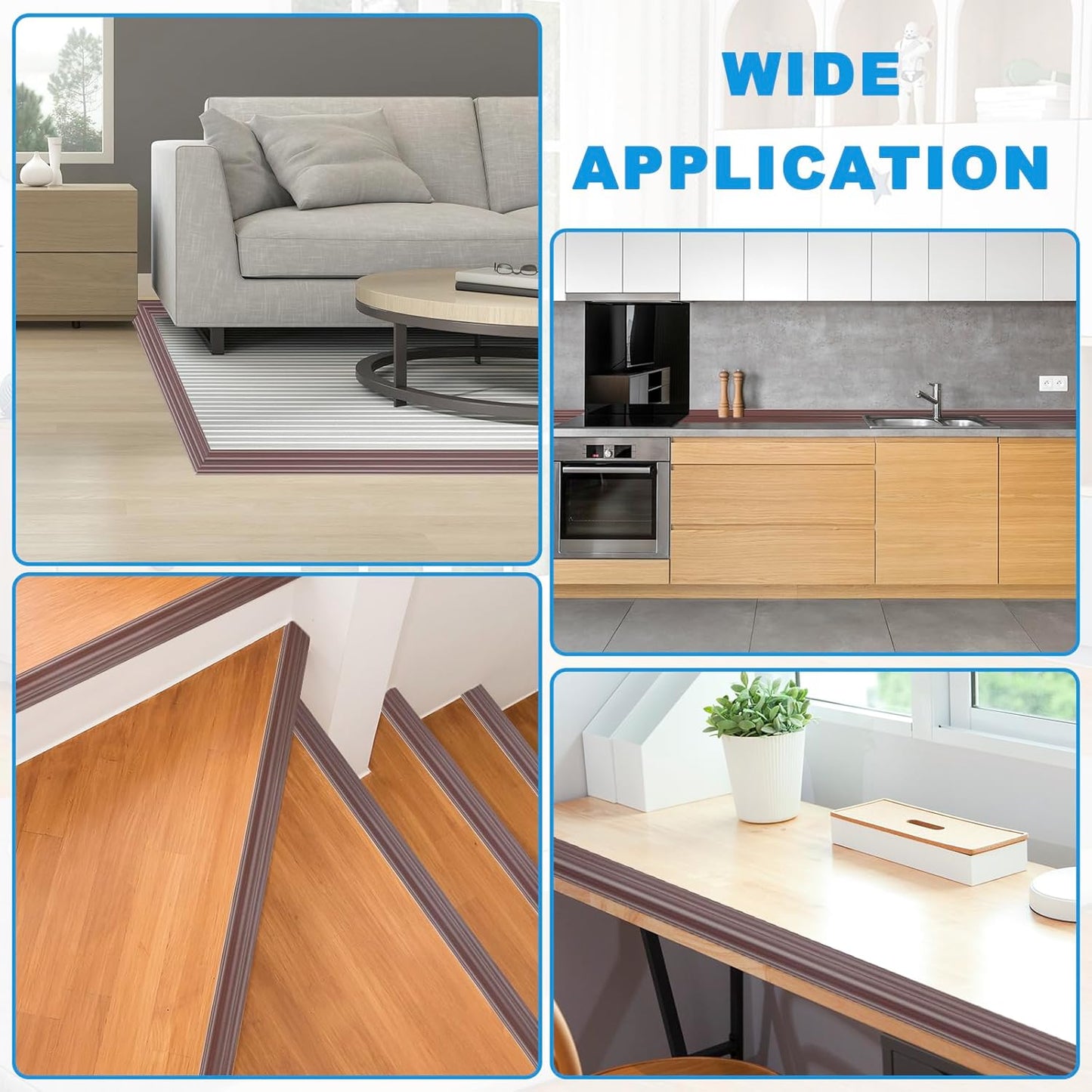 Wall Corner Protector Peel and Stick Corner Trim Molding Flexible Inside & Outside Wall Edge Guard Self Adhesive Moulding Trim for Edge Use, Brown, 1.6” W x 20’ L