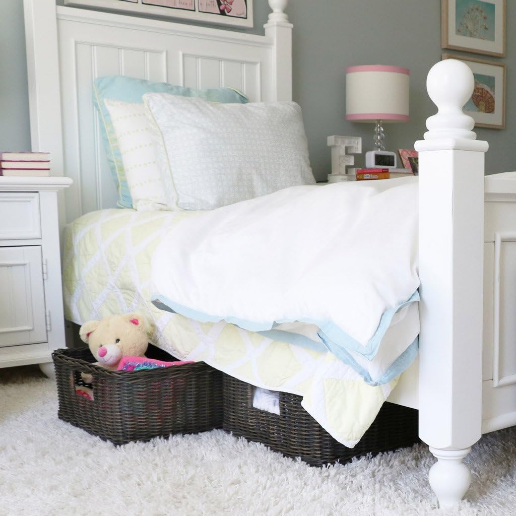 The Basket Lady Under The Bed/Basic Wicker Storage Basket, Extra Large, 25 in L x 19.5 in W x 8 in H, Antique Walnut Brown