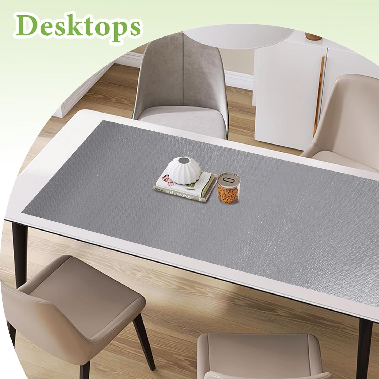 Shelf Liners for Kitchen Cabinets 23.6in x 30FT Non Adhesive Drawer Liner Grey Thickened Shelf Liner Paper Strong Non-Slip Easy to Clean for Tool Box Refrigerator with Knife and Tape Measure