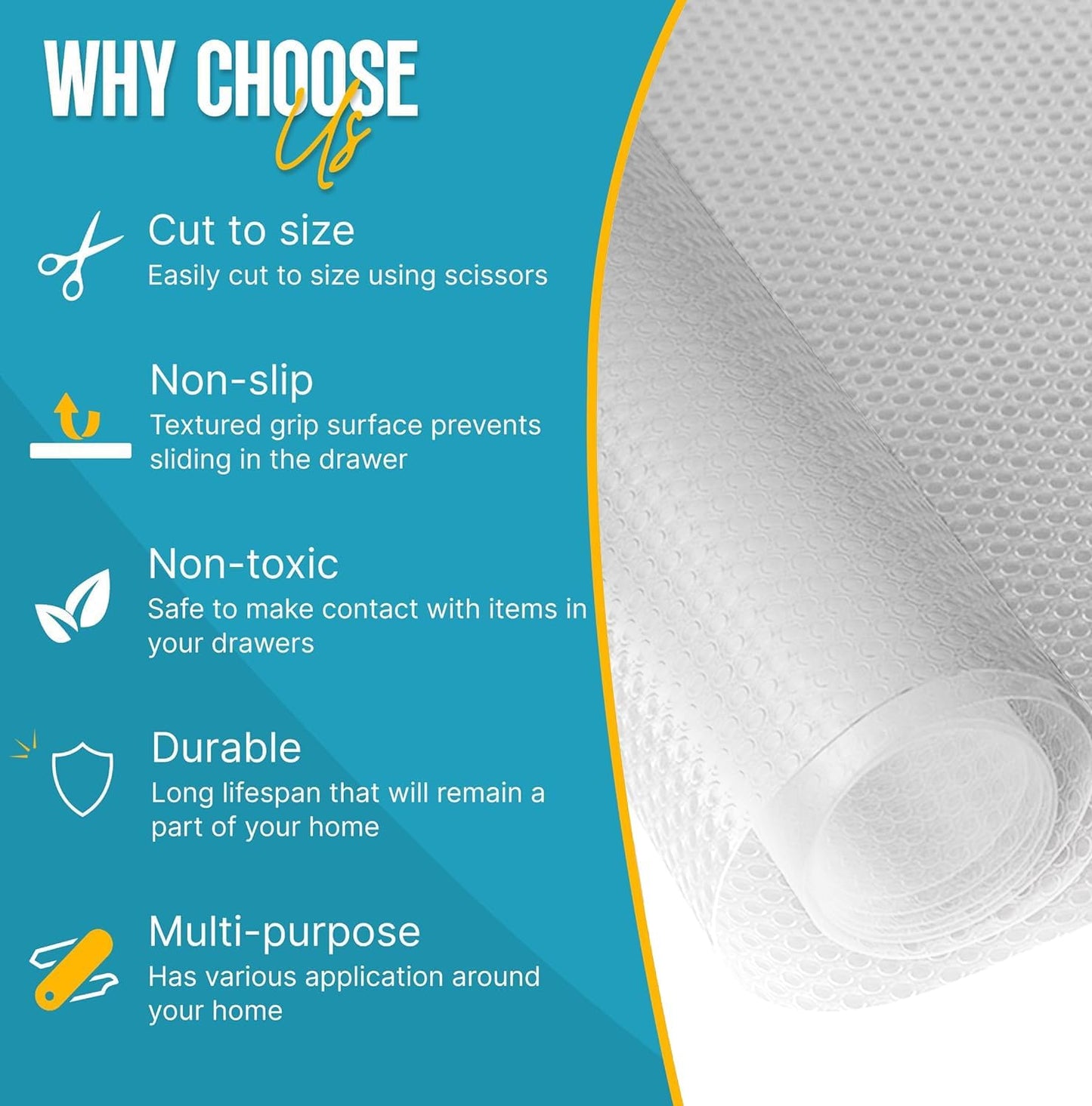 Refrigerator Liners for Shelves by Linda’s Essentials - Easy to Clean Fridge Liner with Spill Protection Fridge Shelf Liners & Drawer Liner, Nonslip BPA-Free Refrigerator Mats (Clear Roll)