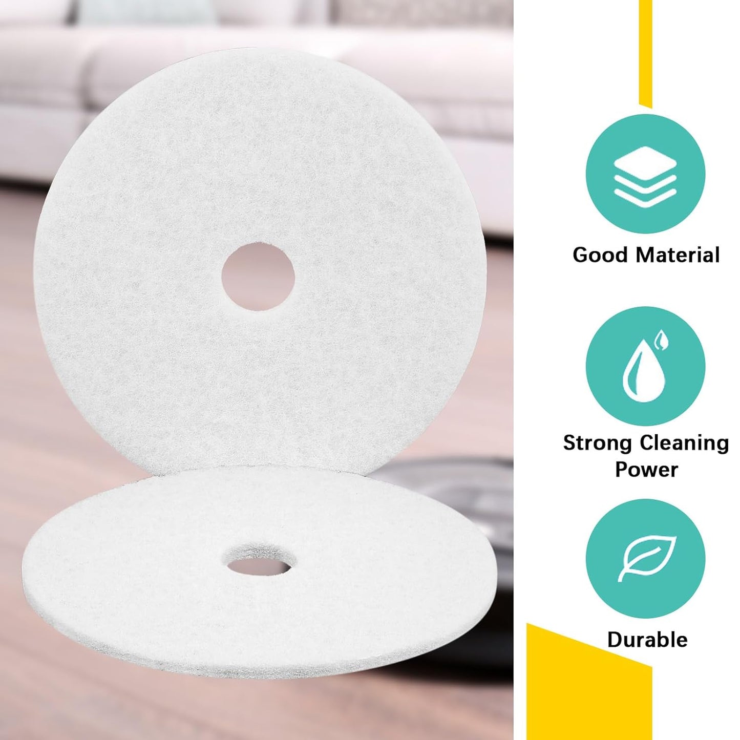 2 Pcs 12" White Scrubbing Pads Commercial Cleaning Orbiter Pads-Maintenance Non Woven for Floor Buffer Machine