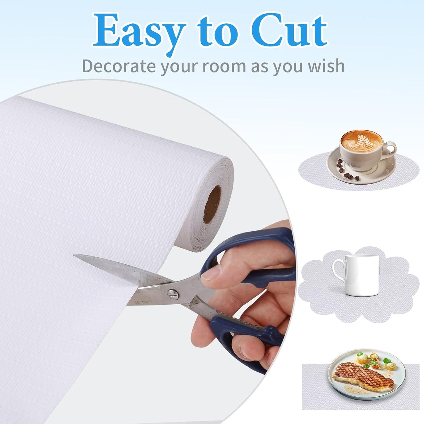 Shelf Liners for Kitchen Cabinets 12in x 20FT Non Adhesive Drawer Liner White Thickened Shelf Liner Paper Strong Non-Slip Easy to Clean for Tool Box Refrigerator with Knife and Tape Measure