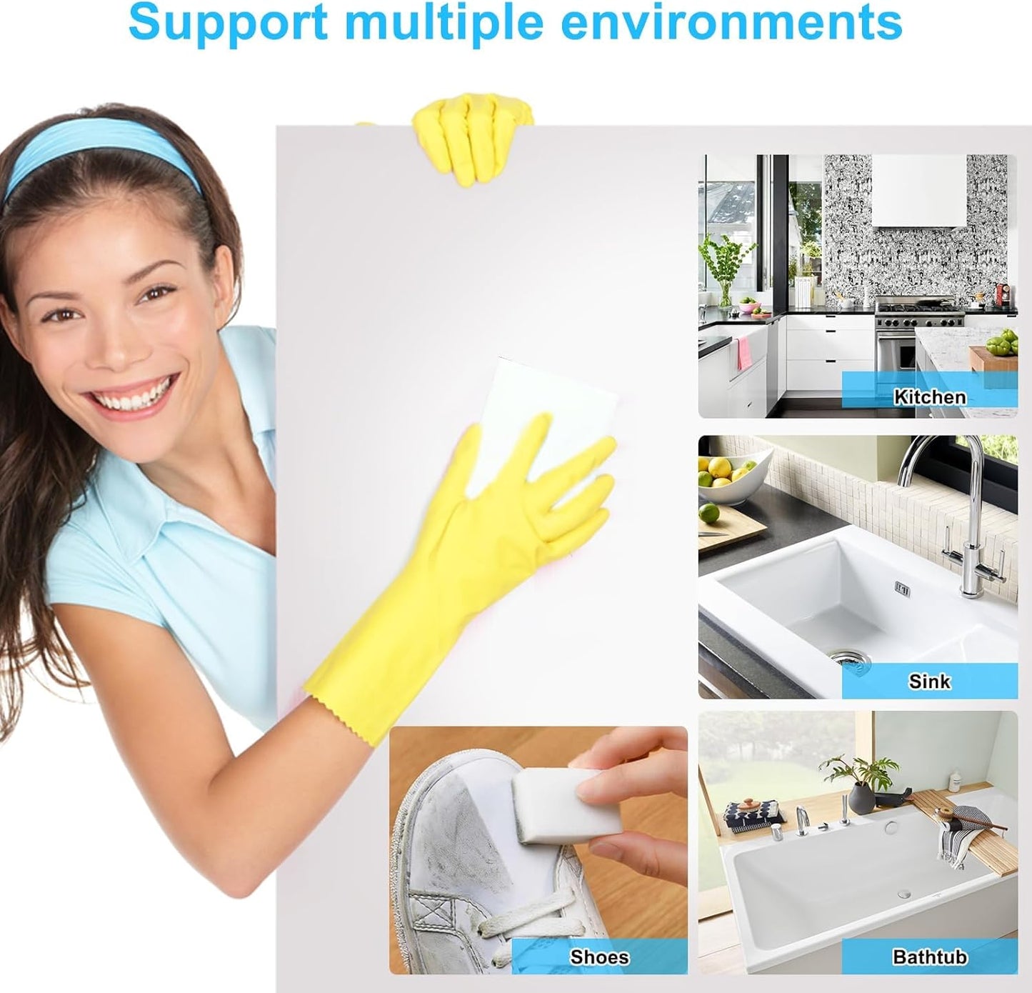 Magic Sponge Eraser,Multi-Functional Household Cleaning Kitchen Dish Sponge for Furniture (2X-100)