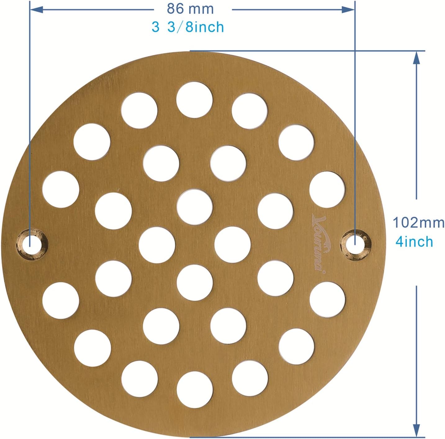 4-Inch Screw-in Shower Strainer Drain Cover Replacement Floor Strainer (Brushed Gold)