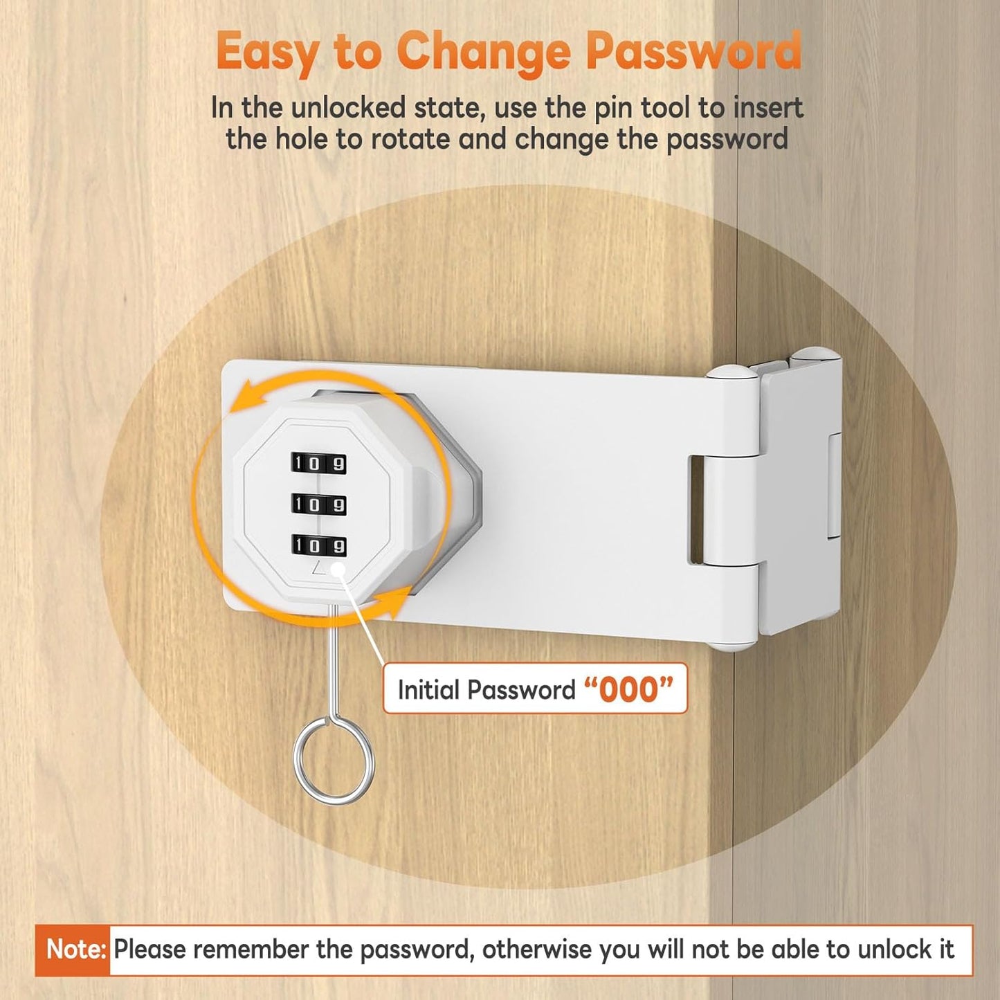 90 Degree 3-Digit Combination Cabinet Lock, Zinc Alloy Keyless Folding Hasp Lock Latch, Password Security Rotary Door Latch for Office File Cabinet, Drawer, Locker, Cupboard (1, White)